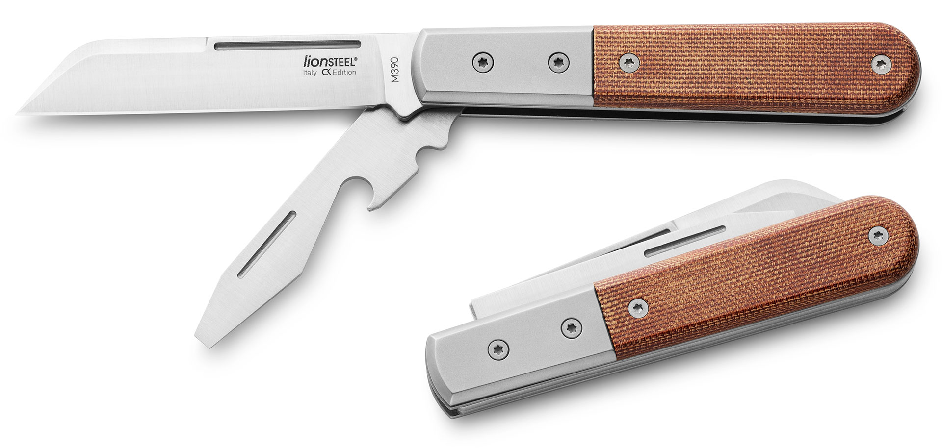 LionSteel Beerlow Dom Natural Micarta  LionSteel Beerlow Dom Natural Micarta