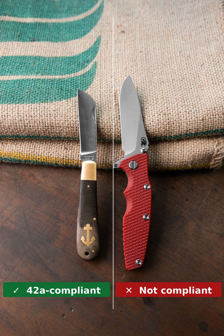 §42a-compliant slipjoint knife vs. folding knife – direct comparison