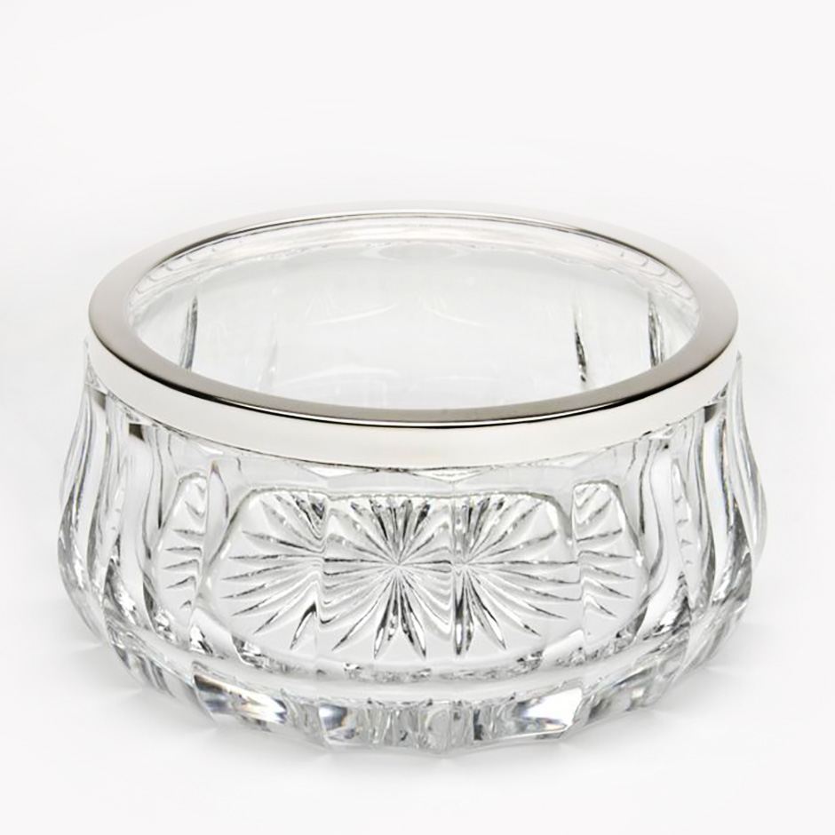 Lead crystal bowl with silver mount