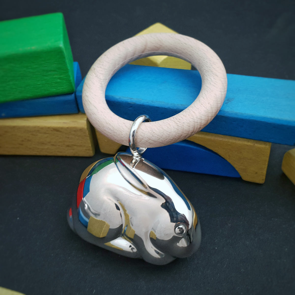 RasselSilber Beißring Hase