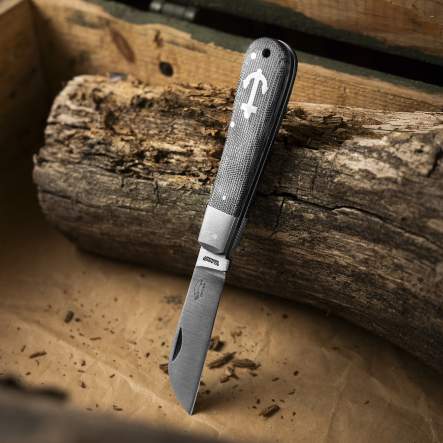 Otter Ankermesser Micarta Schwarz Knife Lounge Exclusive Klinge, Messer, Waffe, Holz