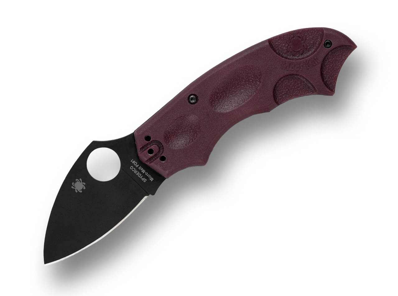 Spyderco Meerkat Burgundy Micro-Melt PD#1 Black Blade Sprint Run  – Image 1