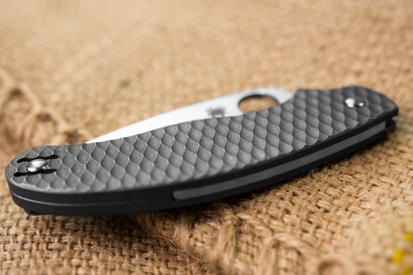 Spyderco UK Penknife with Cross-Cut titanium scales from Daily Customs Hamburg