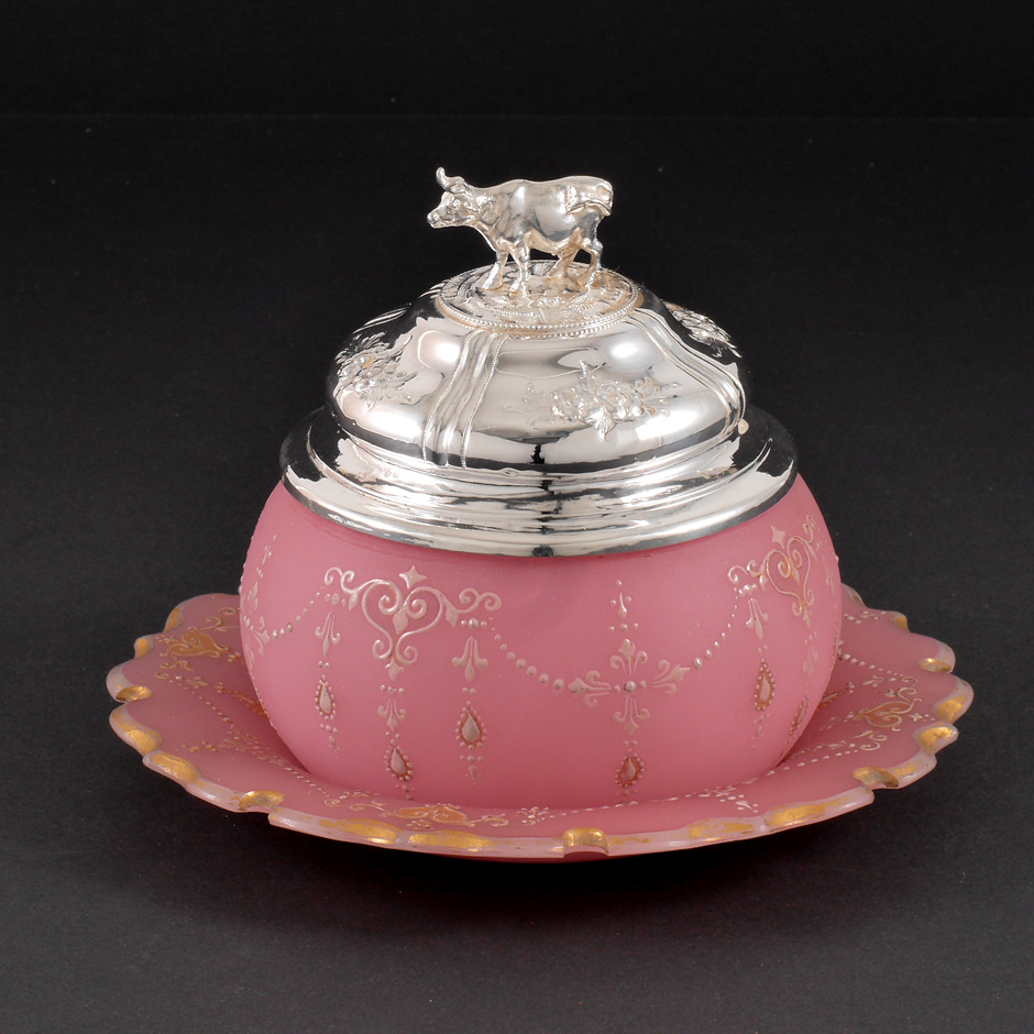 500140-Butterdose-Silberdeckel Butterdose mit Silberdeckel