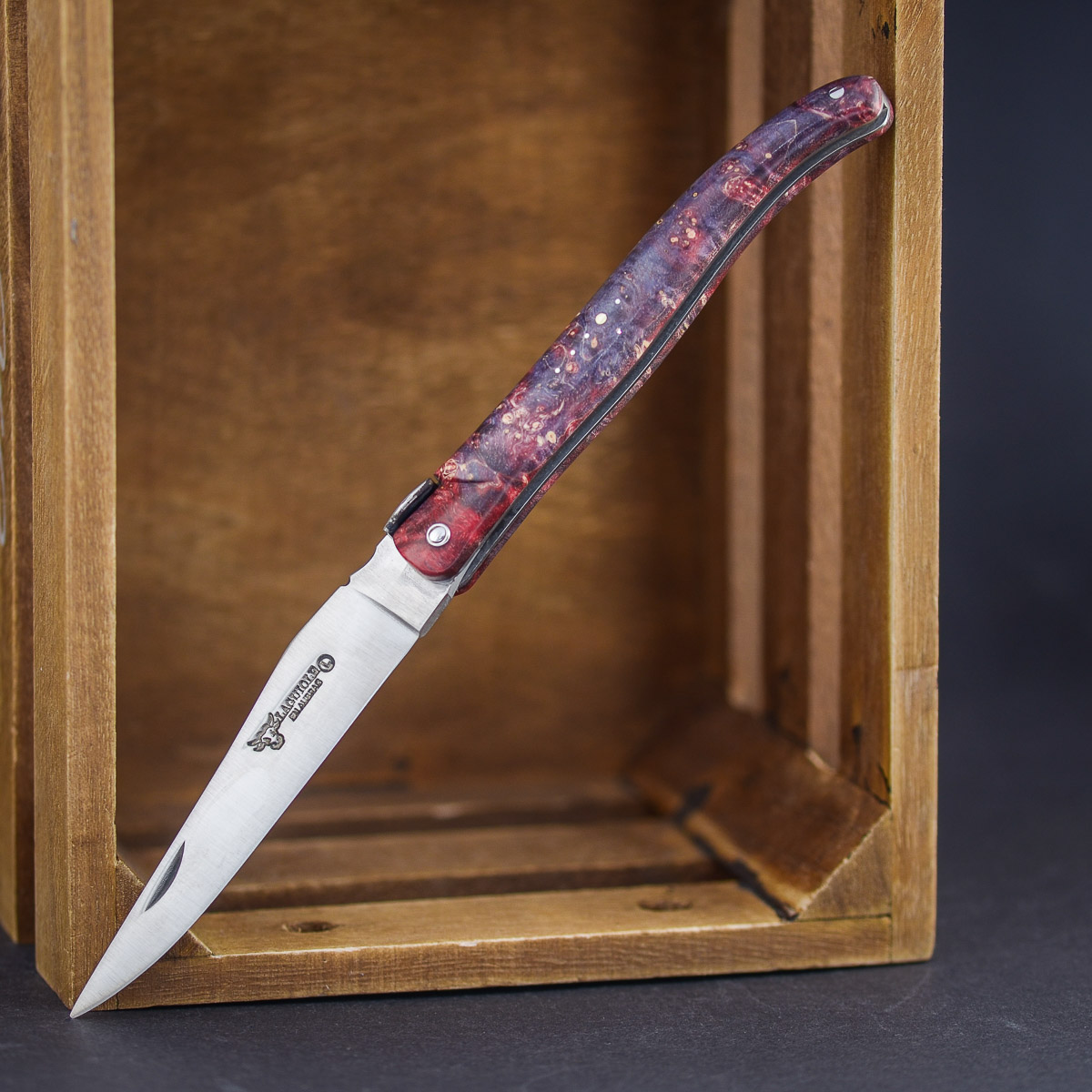 Laguiole en Aubrac 12 cm – Pink Elder Burl – Saturn Bee Edition