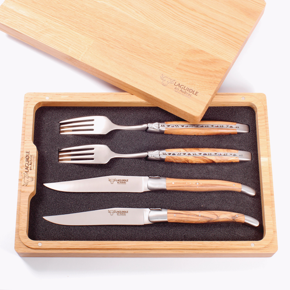 Steak knife set Olive Laguiole en Aubrac