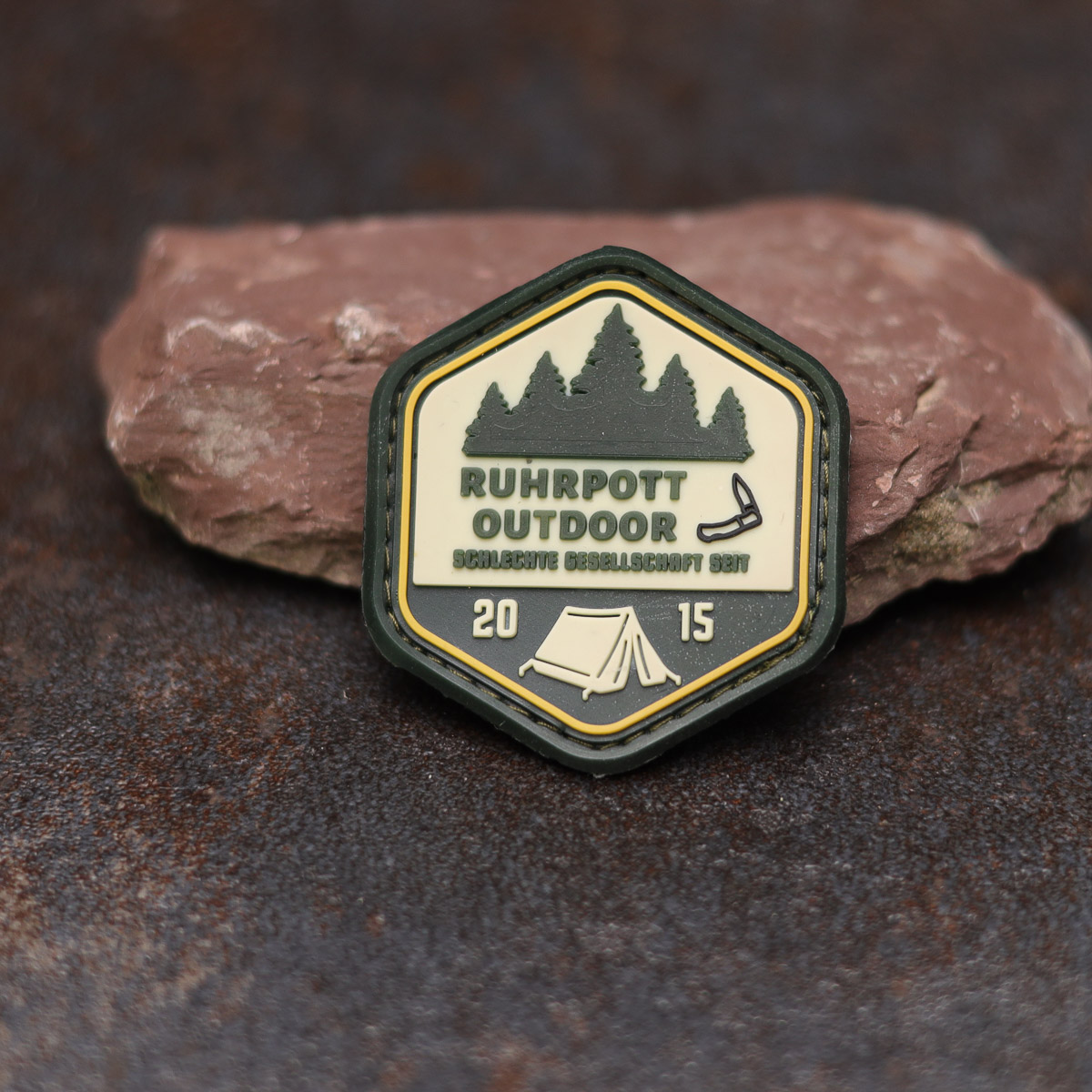 Ruhrpott Outdoor Patch "Schlechte Gesellschaft" Grün/Beige Abzeichen, Logo, Symbol