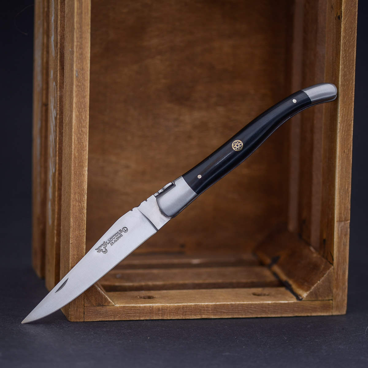 Laguiole en Aubrac 12 cm Ebenholz / Mosaikpin  Laguiole en Aubrac 12 cm Ebenholz / Mosaikpin