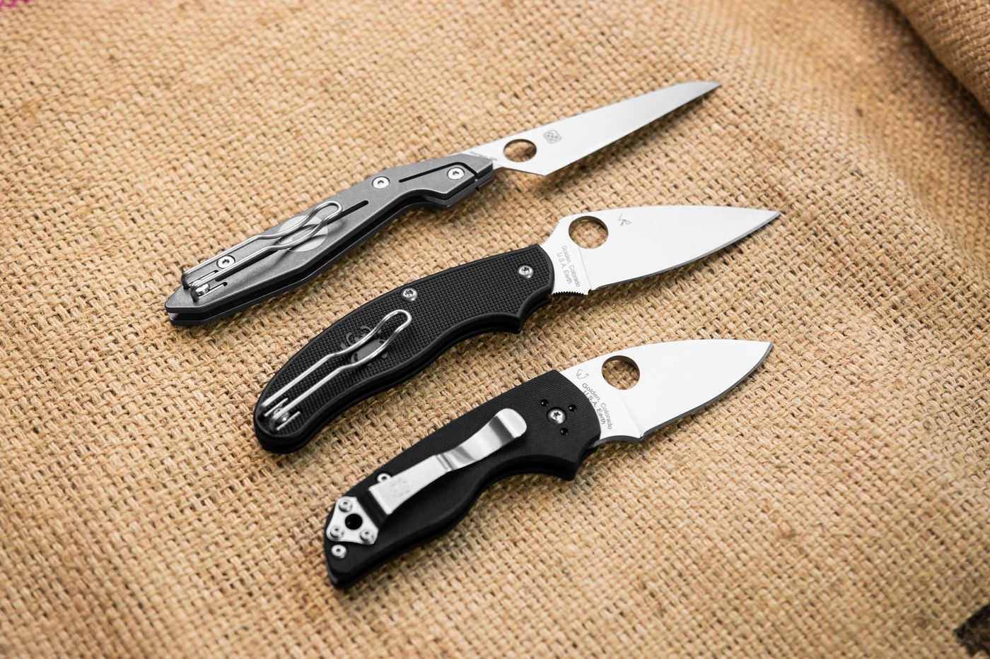 Spyderco legal to carry in Germany – slipjoint pocket knives group photo
