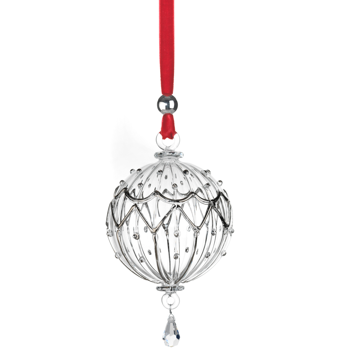 Baumkugel13rot Baumkugel Glas und Silber