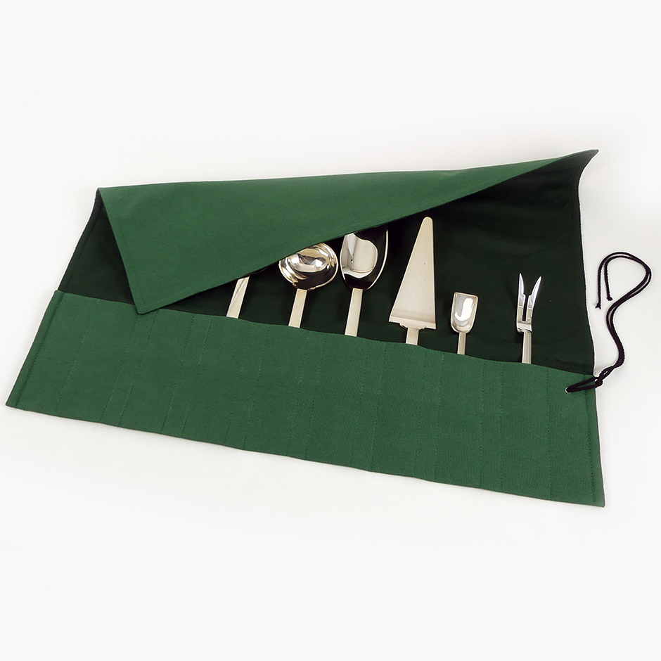 Silver Cutlery Storage Roll for 8 Serving pieces