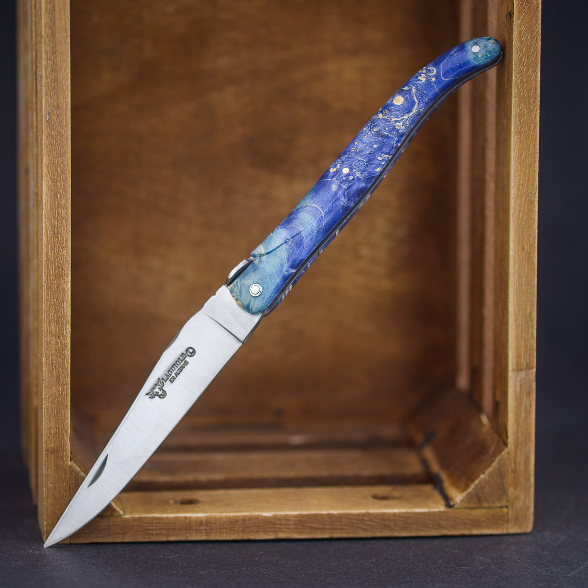 Laguiole en Aubrac 12 cm – Blue Elder Burl – Earth Bee Edition
