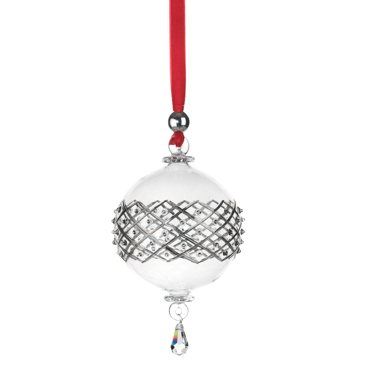 WeihnachtskugelDetail15 Weihnachtsbaumkugel Silber und Glas
