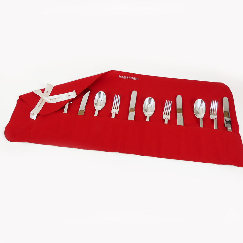 Winding bag for 12 menu forks or 12 menu knives