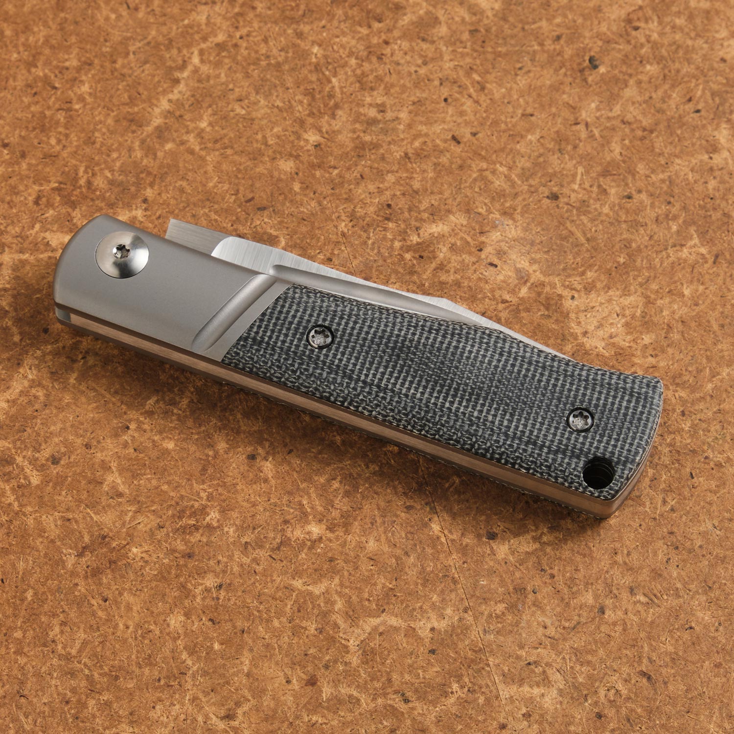 NotoriousEDC Kingpin Stonewashed Back Micarta Titanium/Satin Blade